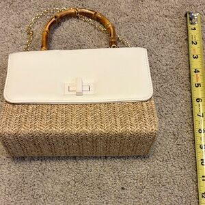 Elegant Tan and White Handbag
